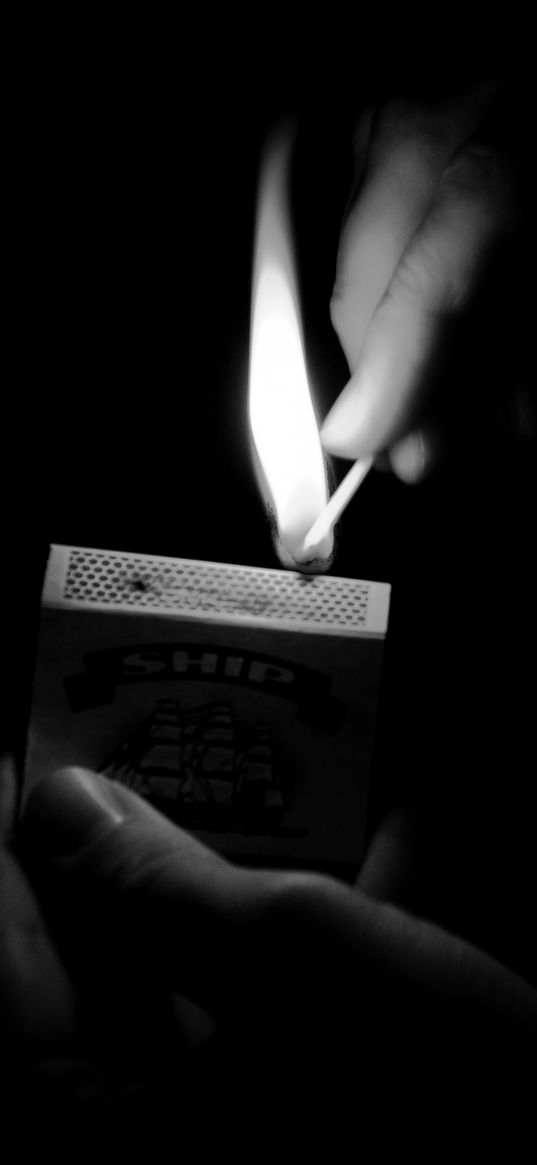 matches, fire, bw