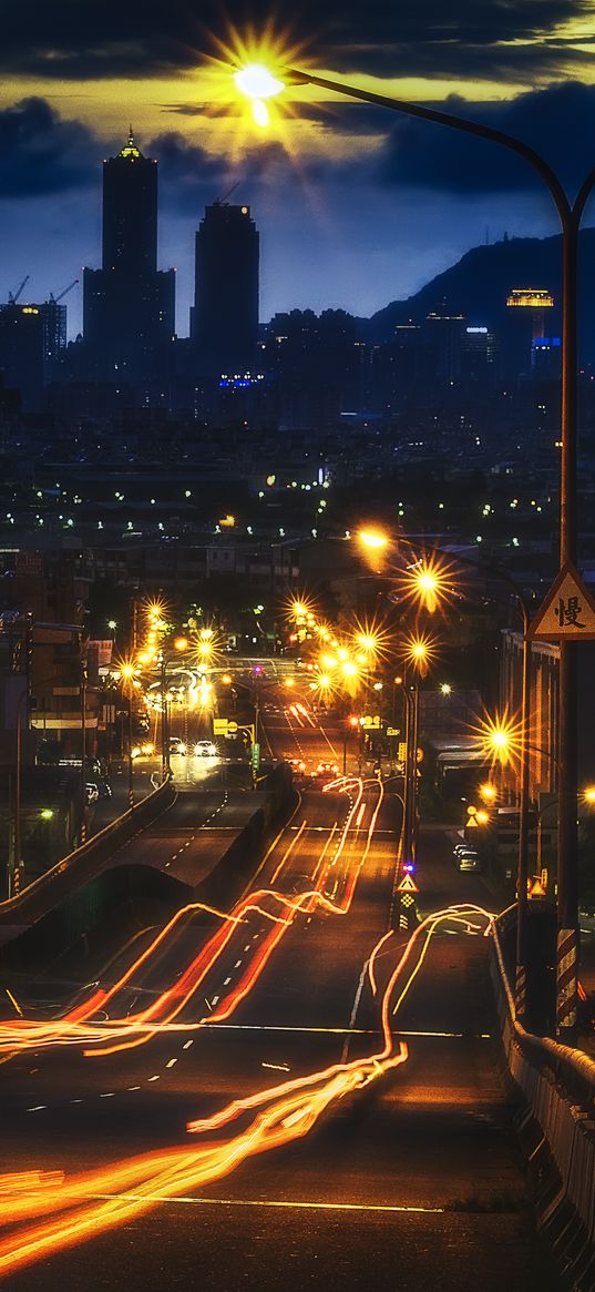 road, long exposure, freezelight