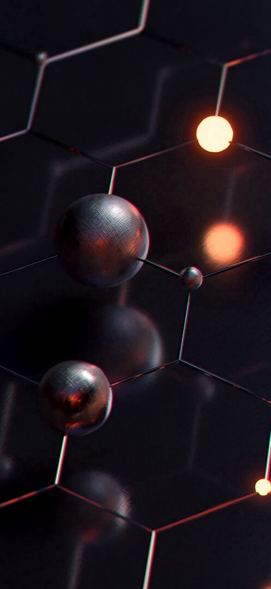 balls, hexagons, iron, compound