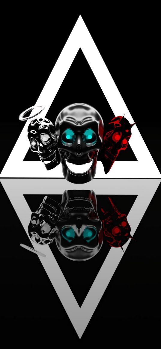 skulls, angel, demon, rhombus