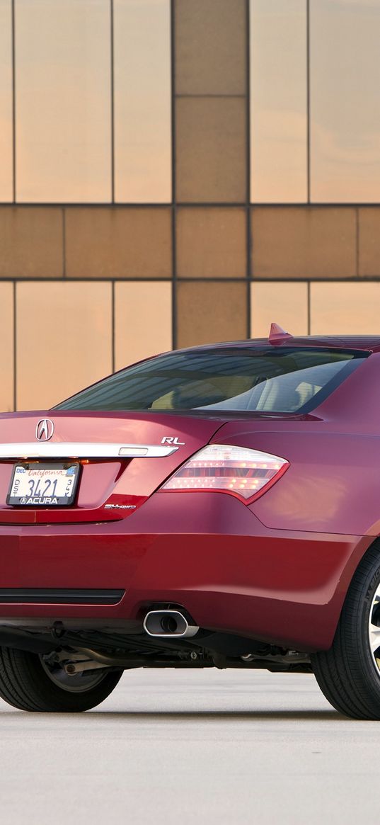 acura, rl, red, rear view, auto, style, building