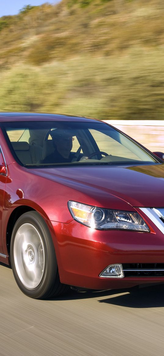 acura, rl, red, front view, cars, style, movement, speed, nature