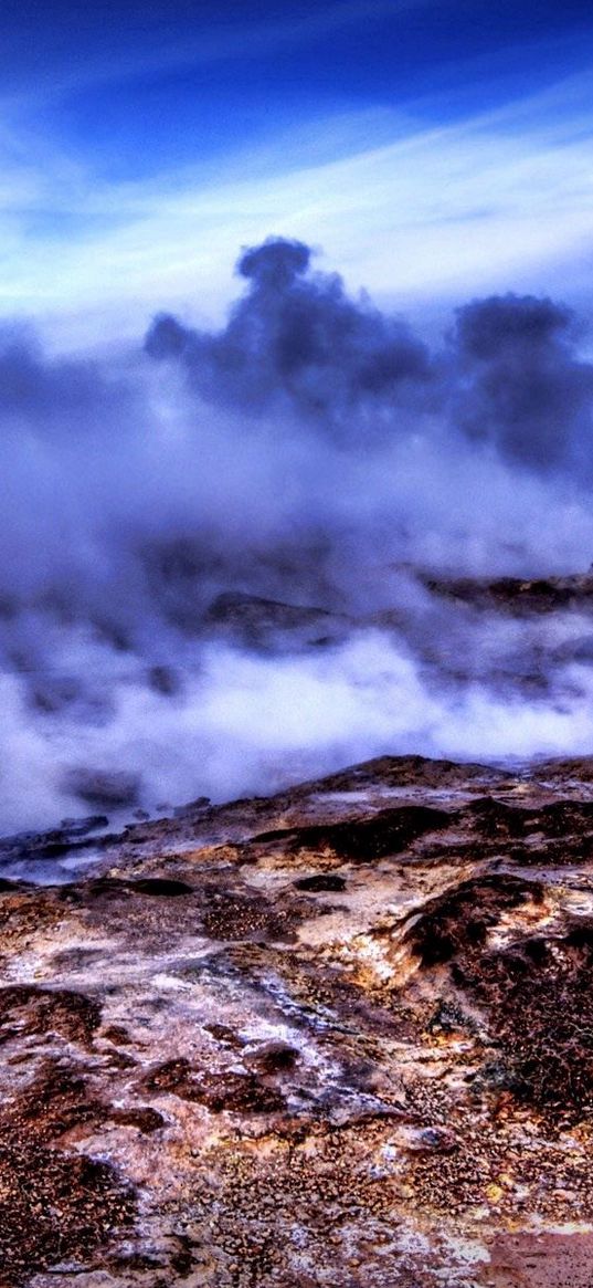 smoke, volcano, mountains, hdr