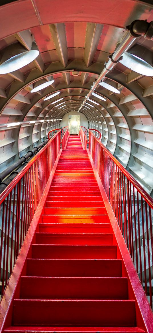 stairs, steps, tunnel, railing, distance