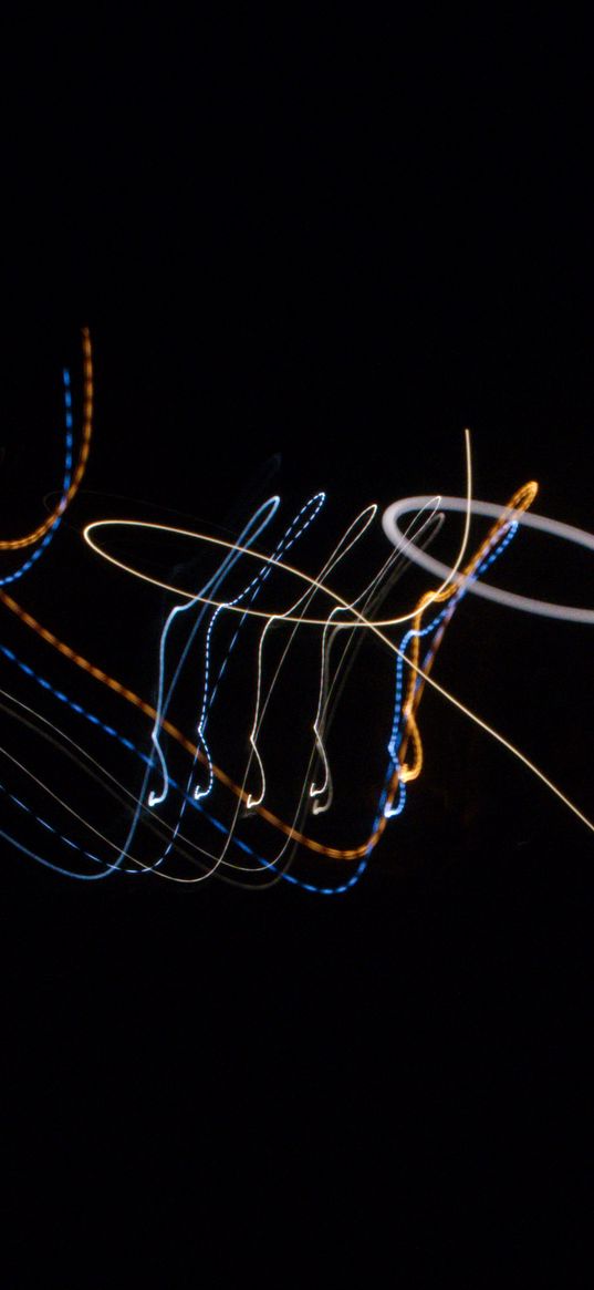 lines, freezelight, neon, wavy, twisting, black