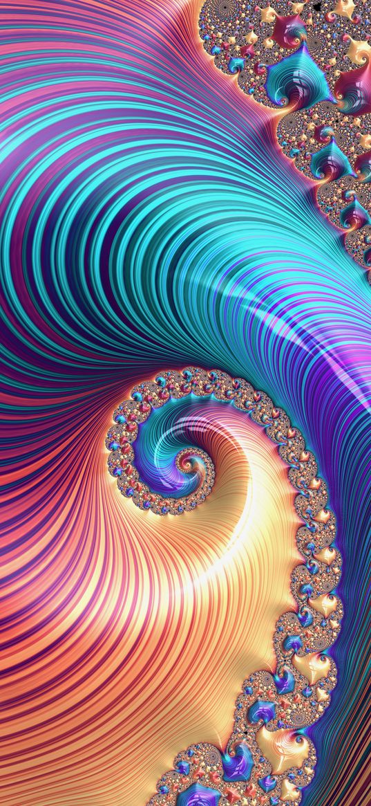 fractal, spiral, pattern, twisting, multi-colored