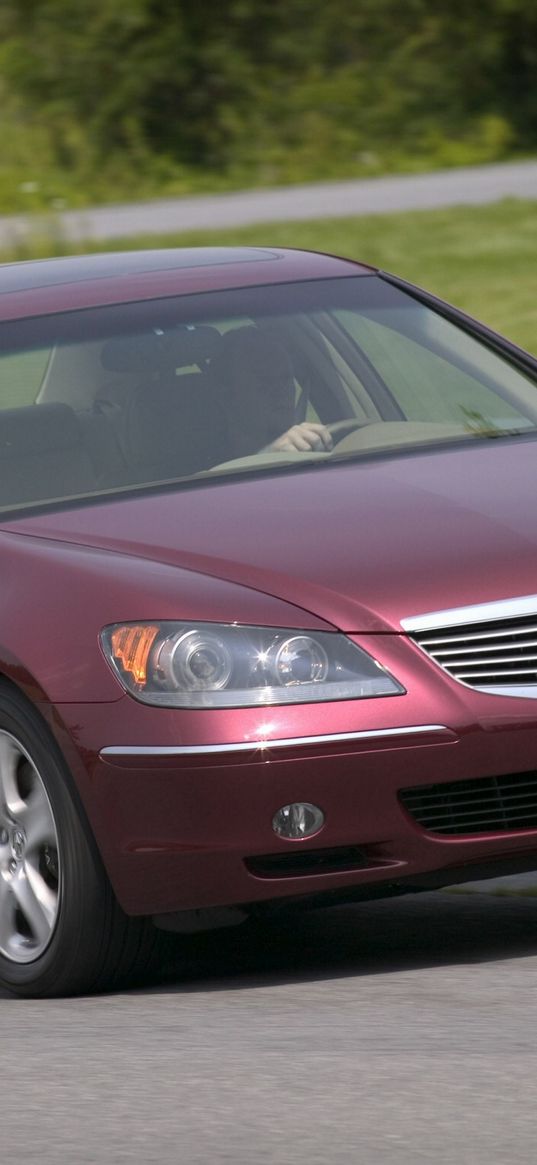 acura, rl, sedan, red, front view, style, cars, grass, trees, asphalt