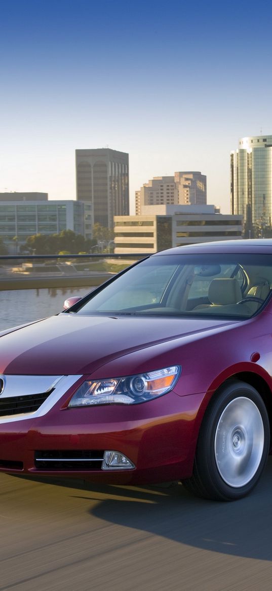 acura, rl, 2008, red, front view, style, sedan, car, rate, city, asphalt