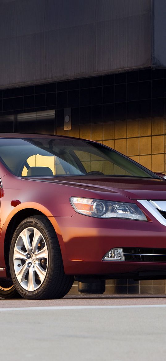 acura, rl, 2008, red, side view, style, sedan, auto, asphalt, building