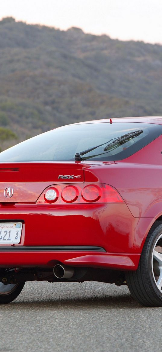 acura, rsx, 2006, red, side view, style, cars, mountains, nature, asphalt