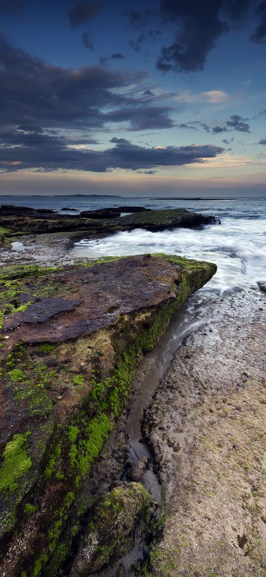 rock, stone, sea, sunset, sky