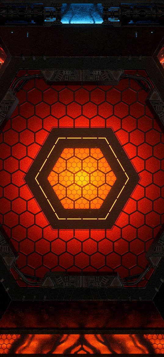 hexagon, figure, glow, device