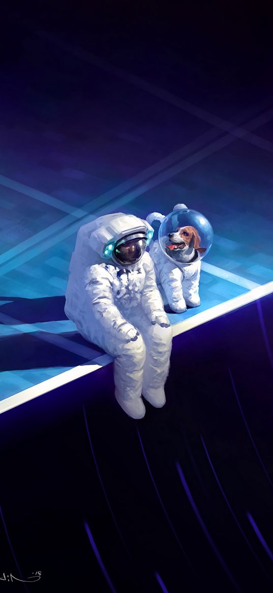 astronaut, spacesuit, sadness, dog, art