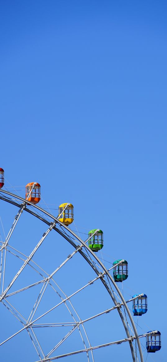 ferris wheel, attraction, cabs, multicolored