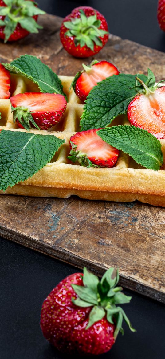 viennese waffles, waffles, strawberries, berries, fruits