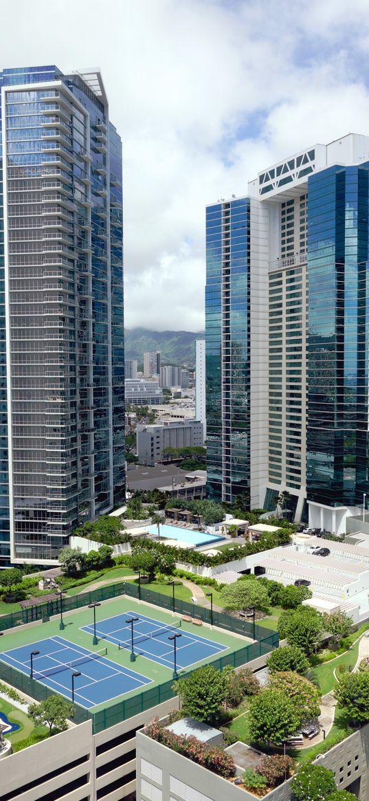 buildings, skyscrapers, stadium, city