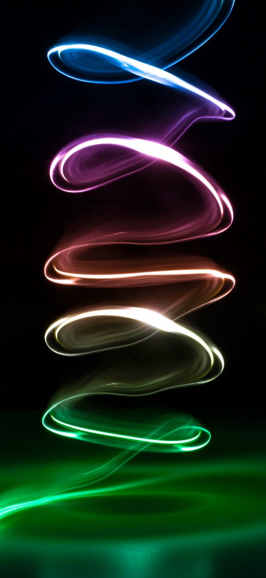 neon, spiral, twisting, glow, dark