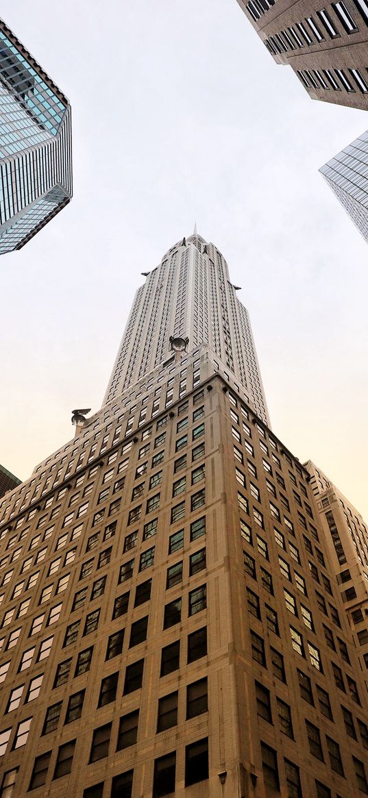 buildings, bottom view, architecture, facade, sky