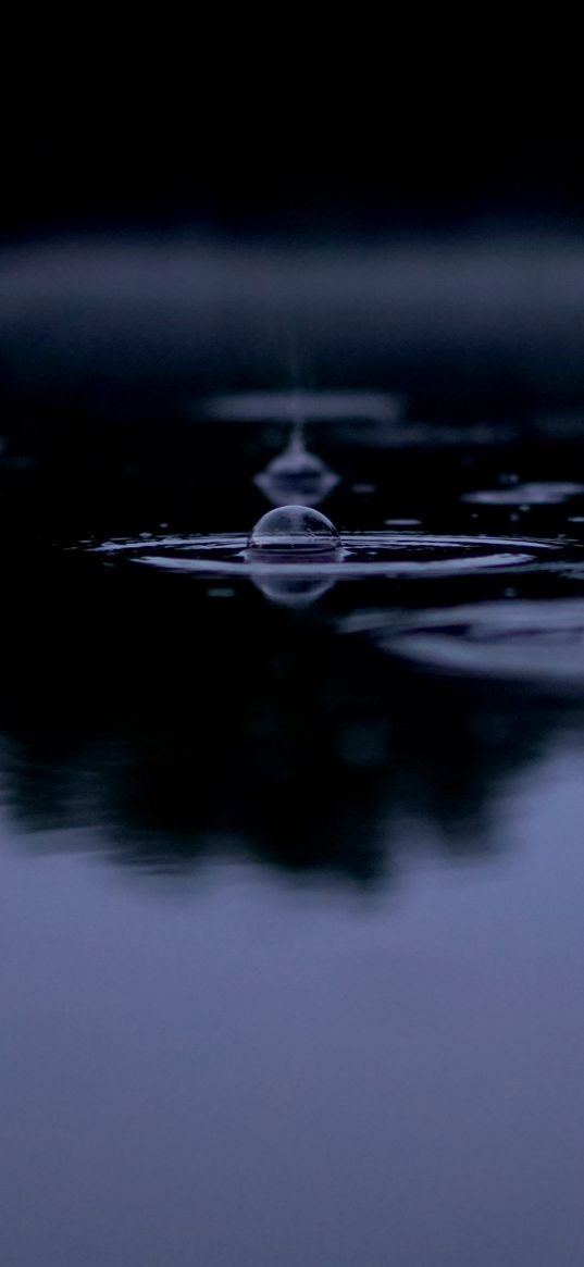 bubble, ripples, water, macro, dark