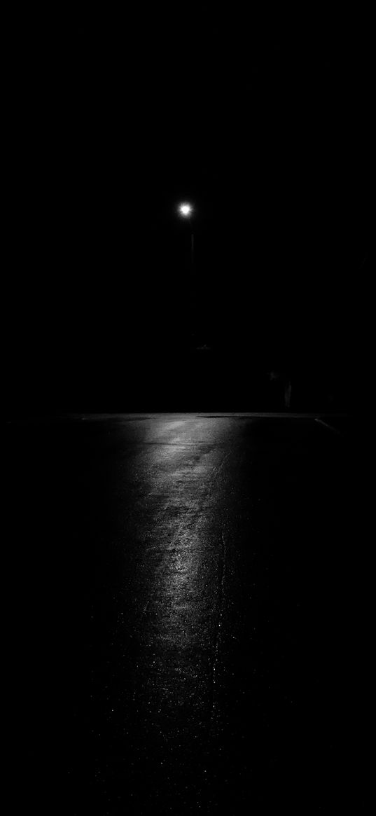 road, glow, lantern, bw