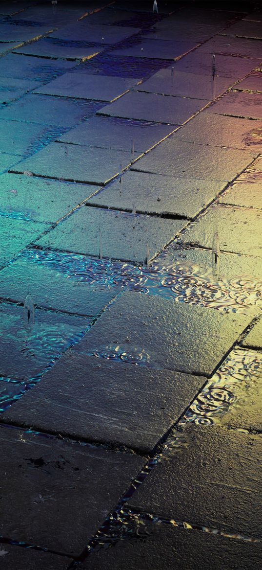 tile, street, wet, gradient, colorful