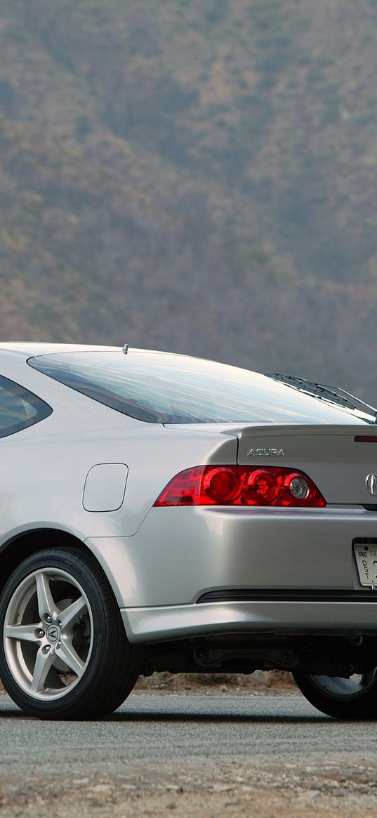 acura, rsx, metallic gray, side view, style, cars, mountains, asphalt