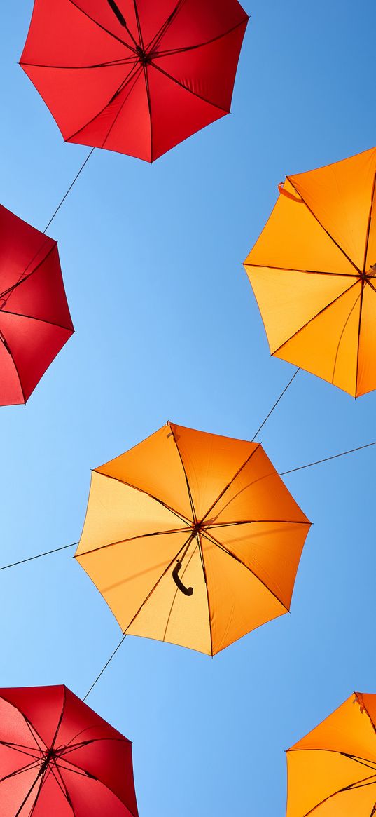 umbrellas, umbrella, colorful, sky