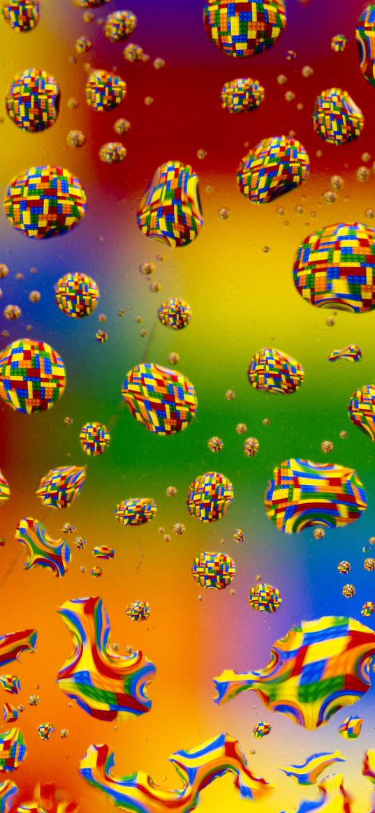 bubbles, drops, colorful, distortion, pixels