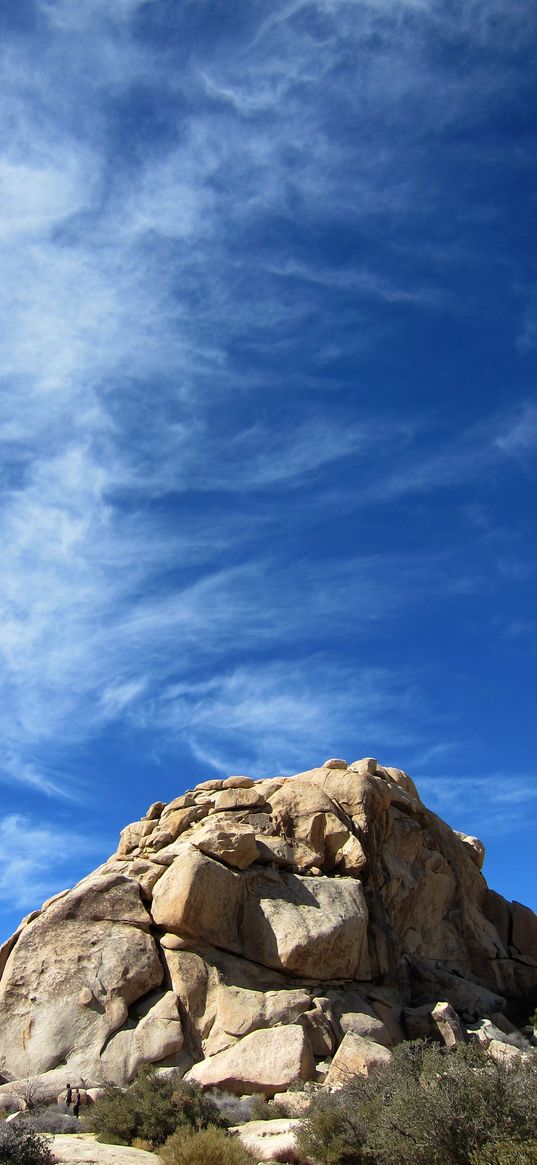 rock, stone, stony, bushes, sky