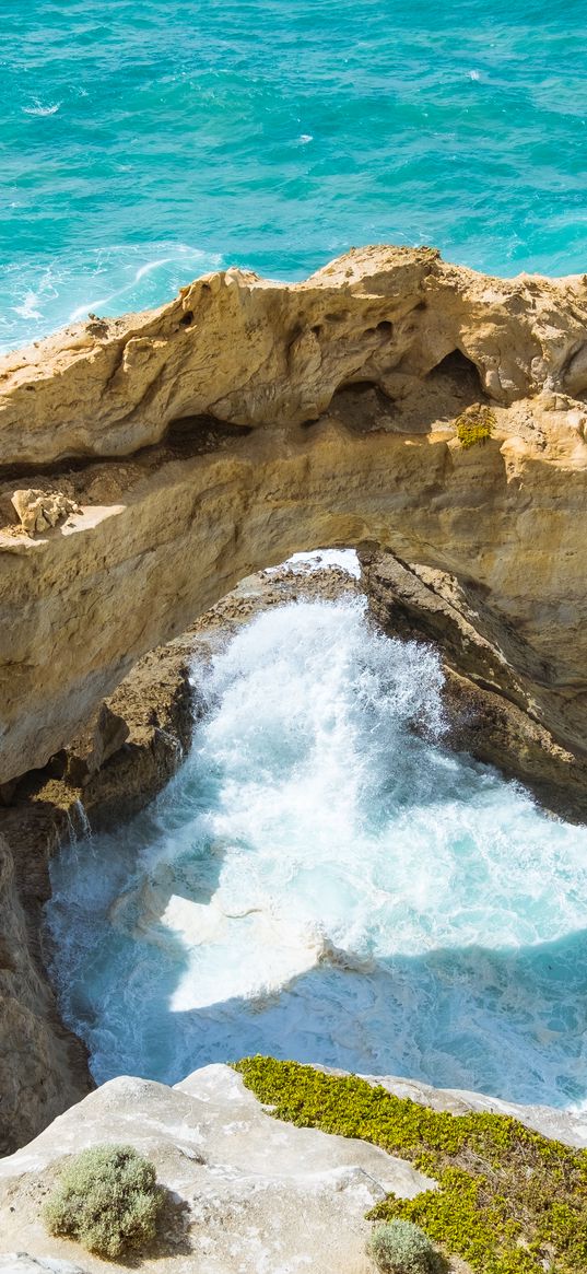 arch, rock, stone, coast, surf