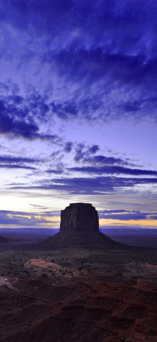 monuments, valley, dusk, prairie, sky