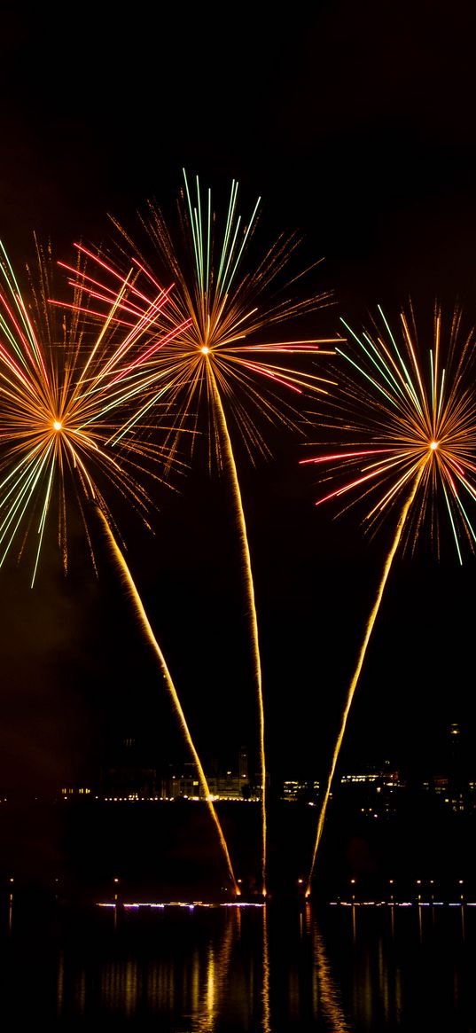 salute, sparks, long exposure, fireworks, dark