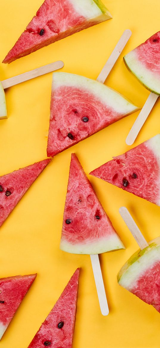 watermelon, slices, red, ripe, fruit