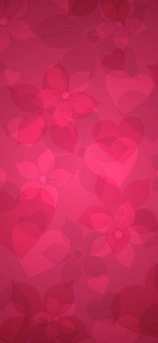 background, hearts, flowers, graphic, vivid