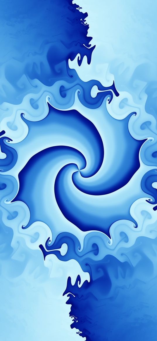 fractal, spiral, swirl, pattern, blue