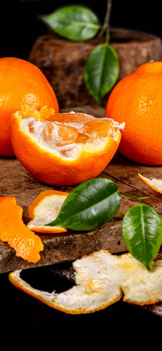 orange, citrus, fruit, peel, leaves