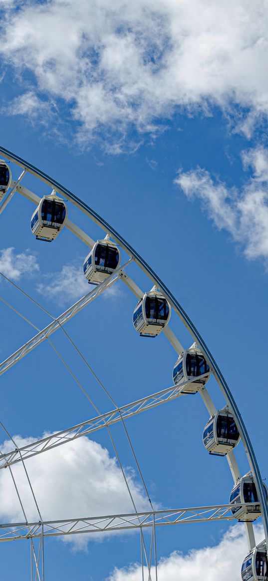 ferris wheel, attraction, clouds, sky