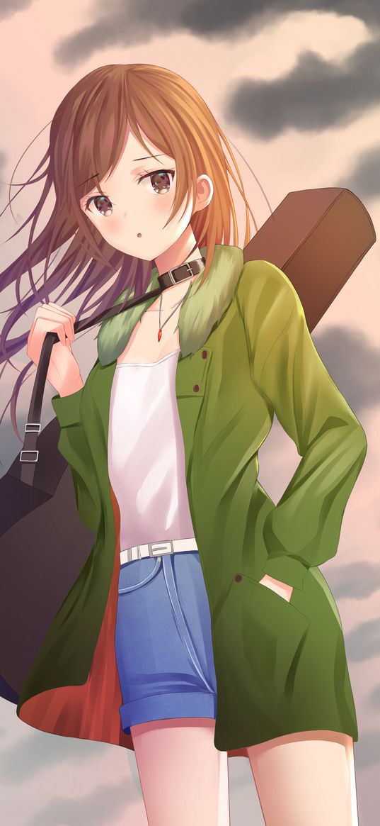 girl, anime, guitar, musical instrument, art