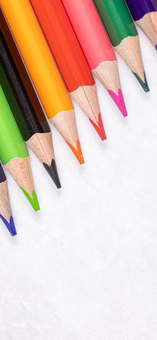 pencils, colorful, macro, wooden, white