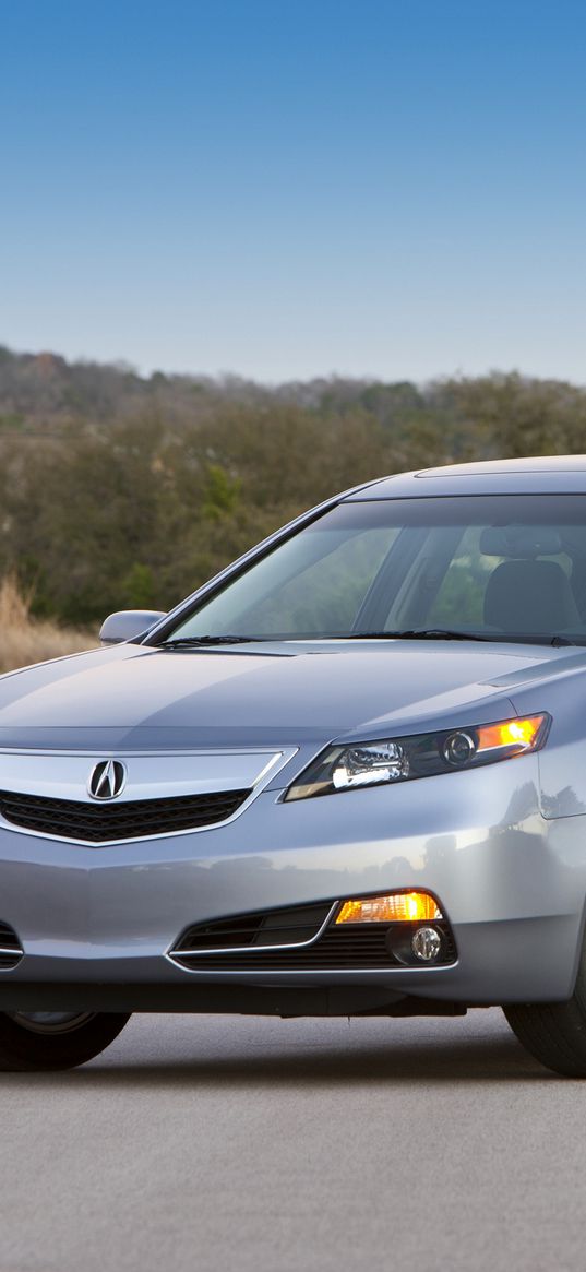 acura, tl, 2011, blue metallic, side view, style, cars, asphalt, nature, trees