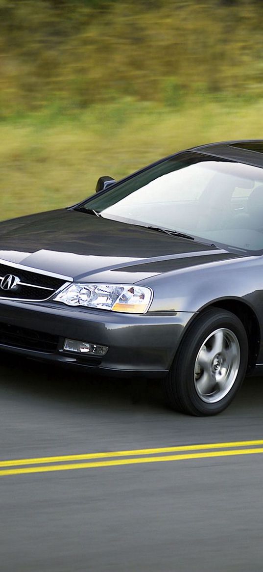 acura, tl, 2002, blue, side view, style, cars, speed, nature, trees, asphalt