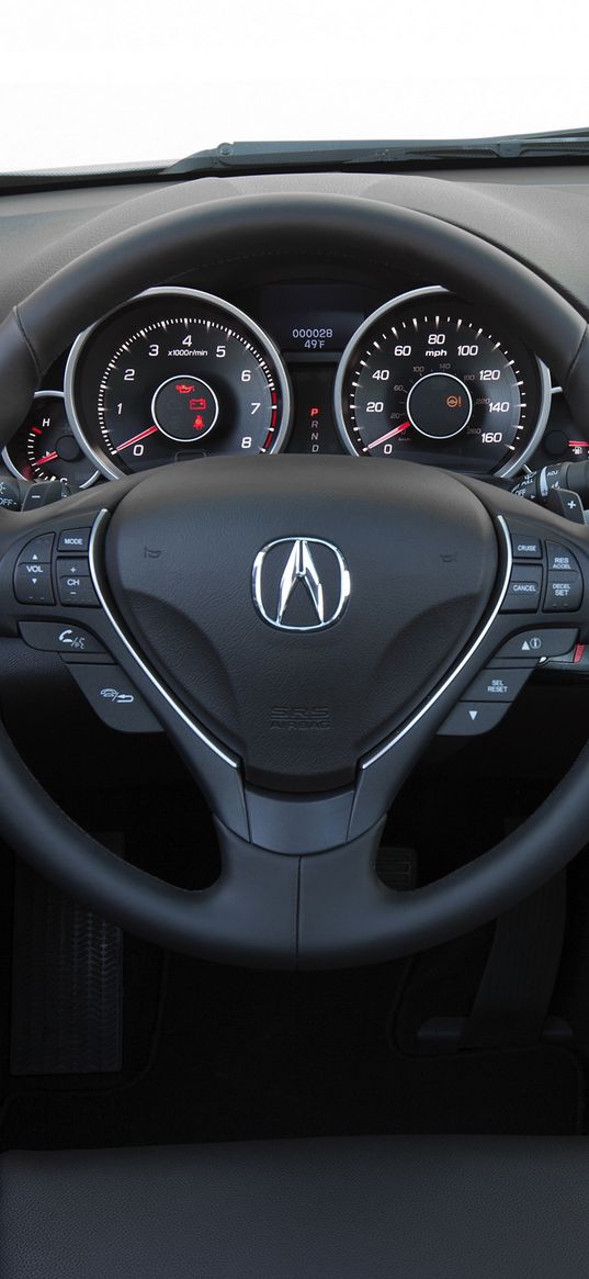 acura, tl, 2011, salon, interior, steering wheel, speedometer