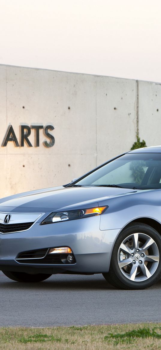 acura, tl, 2011, blue, side view, style, cars, asphalt, building, grass