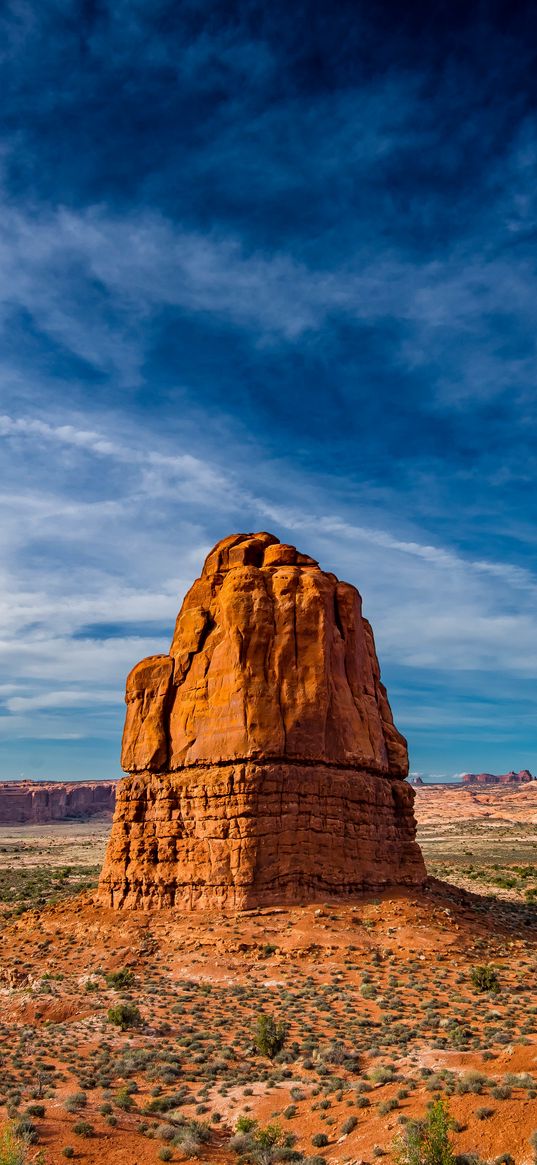 rocks, valley, mountains, sky