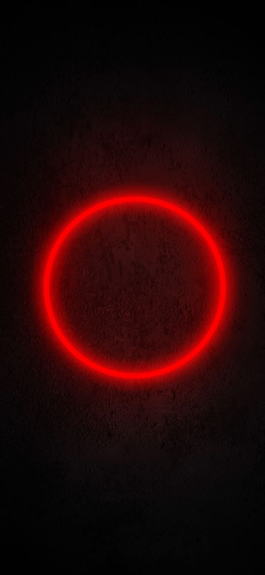 circle, neon, red, backlight, dark