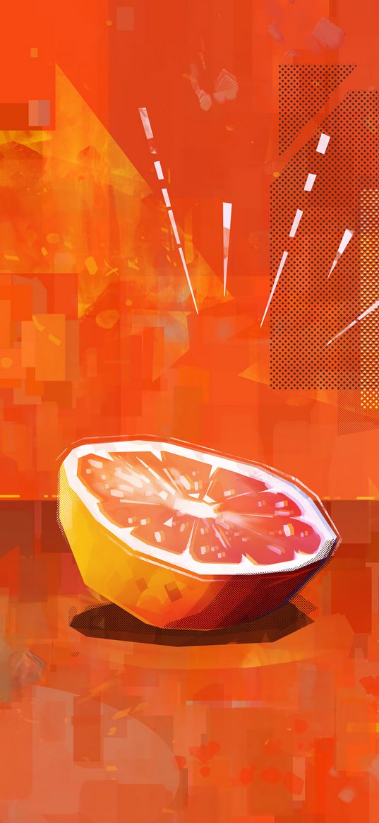 orange, citrus, fruit, slices, art