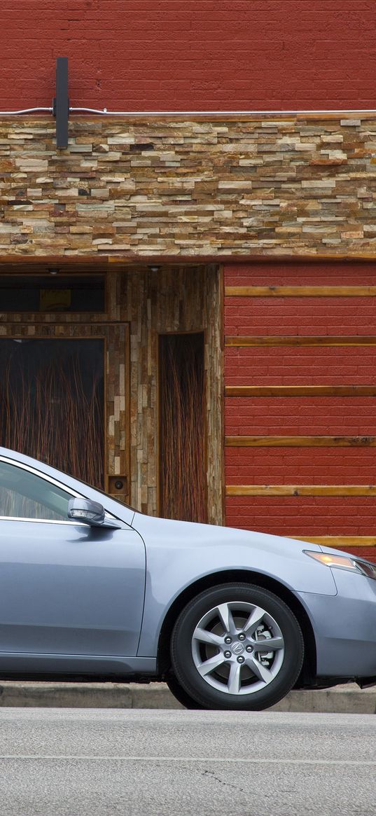 acura, tl, 2011, blue metallic, side view, style, cars, buildings, asphalt