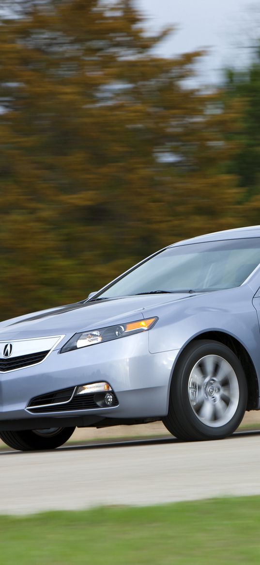 acura, tl, 2011, blue metallic, side view, style, cars, speed, nature, trees, grass