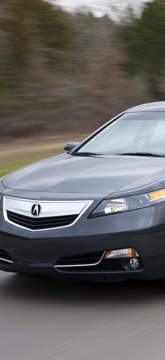 acura, tl, 2011, blue, front view, style, cars, speed, grass, trees, nature, asphalt