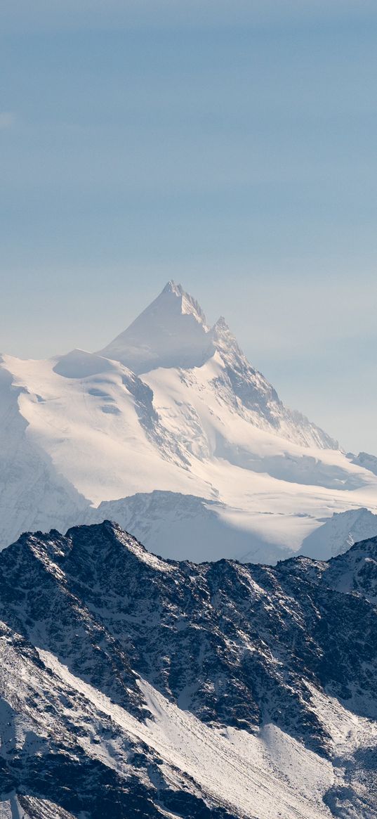 mountains, rocks, snowy, peak